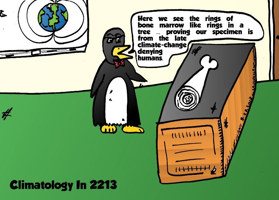 prof. penguin's proof of climate change - caricature from 10/19/2013