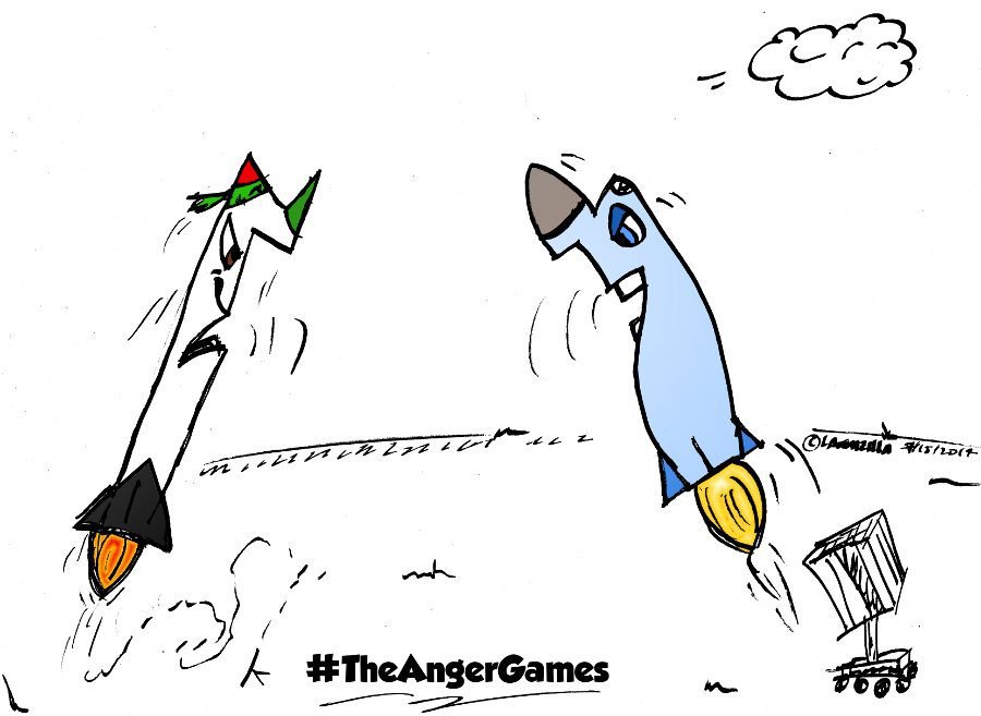rocket vs iron dome caricature july 15, 2014